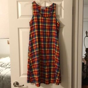 Mikaela New York linen dress rainbow plaid